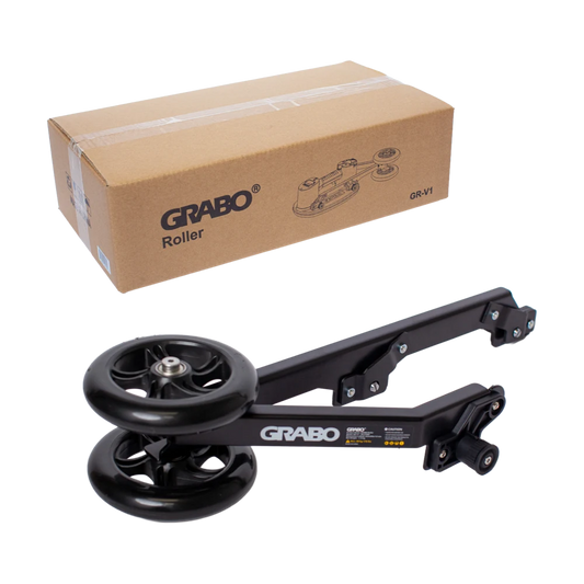 GRABO Roller Transporthilfe mit zwei Gummirädern und Verpackung